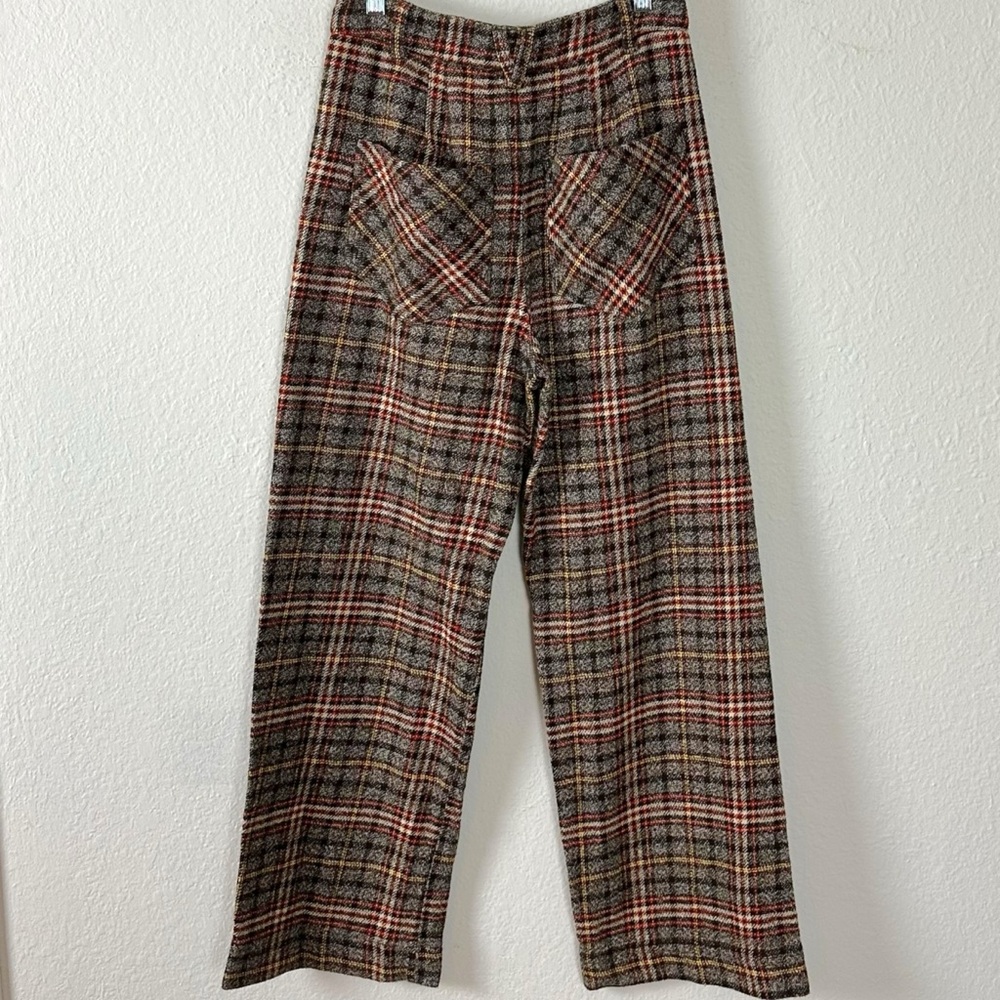 Free People Dark Academia Tartan Plaid Wide Leg Shape Up Trouser Pants Size 2 - Picture 7 of 15